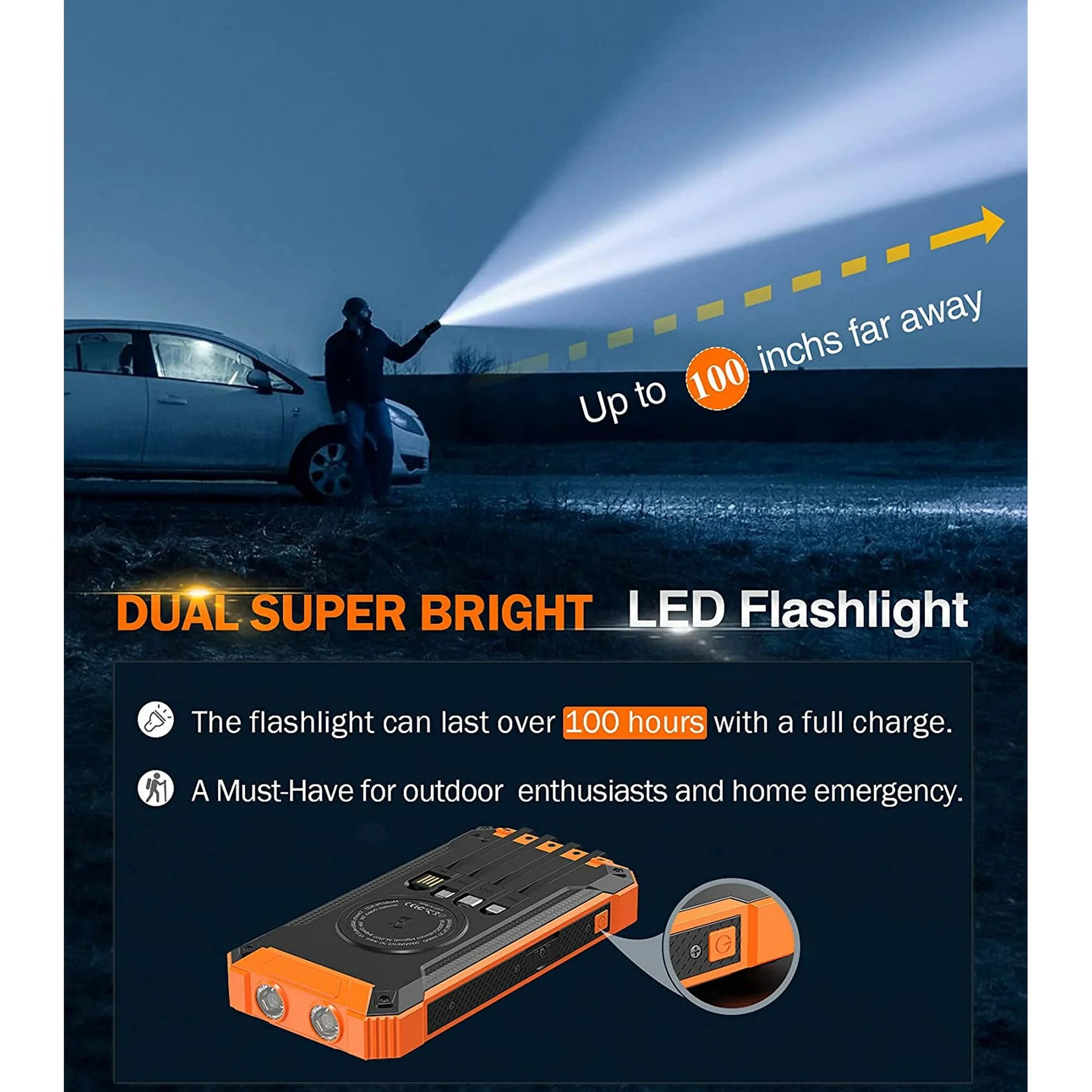 36000Mah Solar Charger Power Bank with 4 Cables