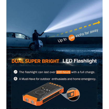 36000Mah Solar Charger Power Bank with 4 Cables