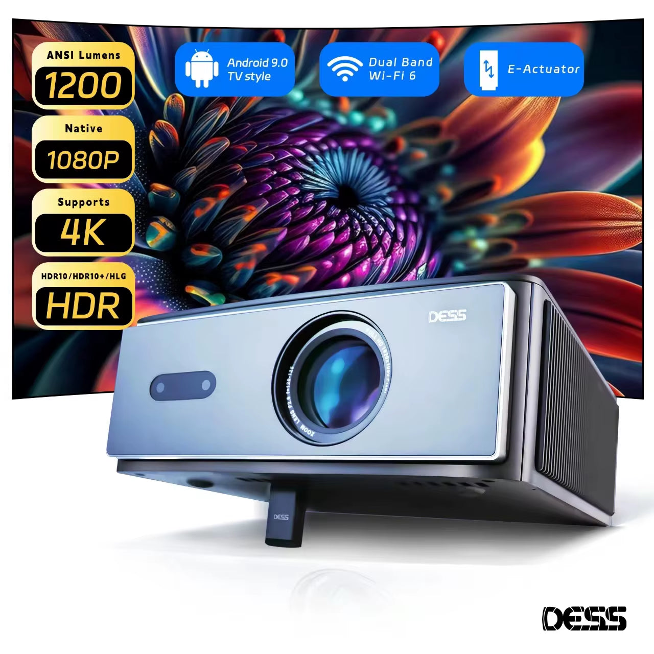 C4 PRO 1080P Projector Full HD 4K 1200ANSI Projectors