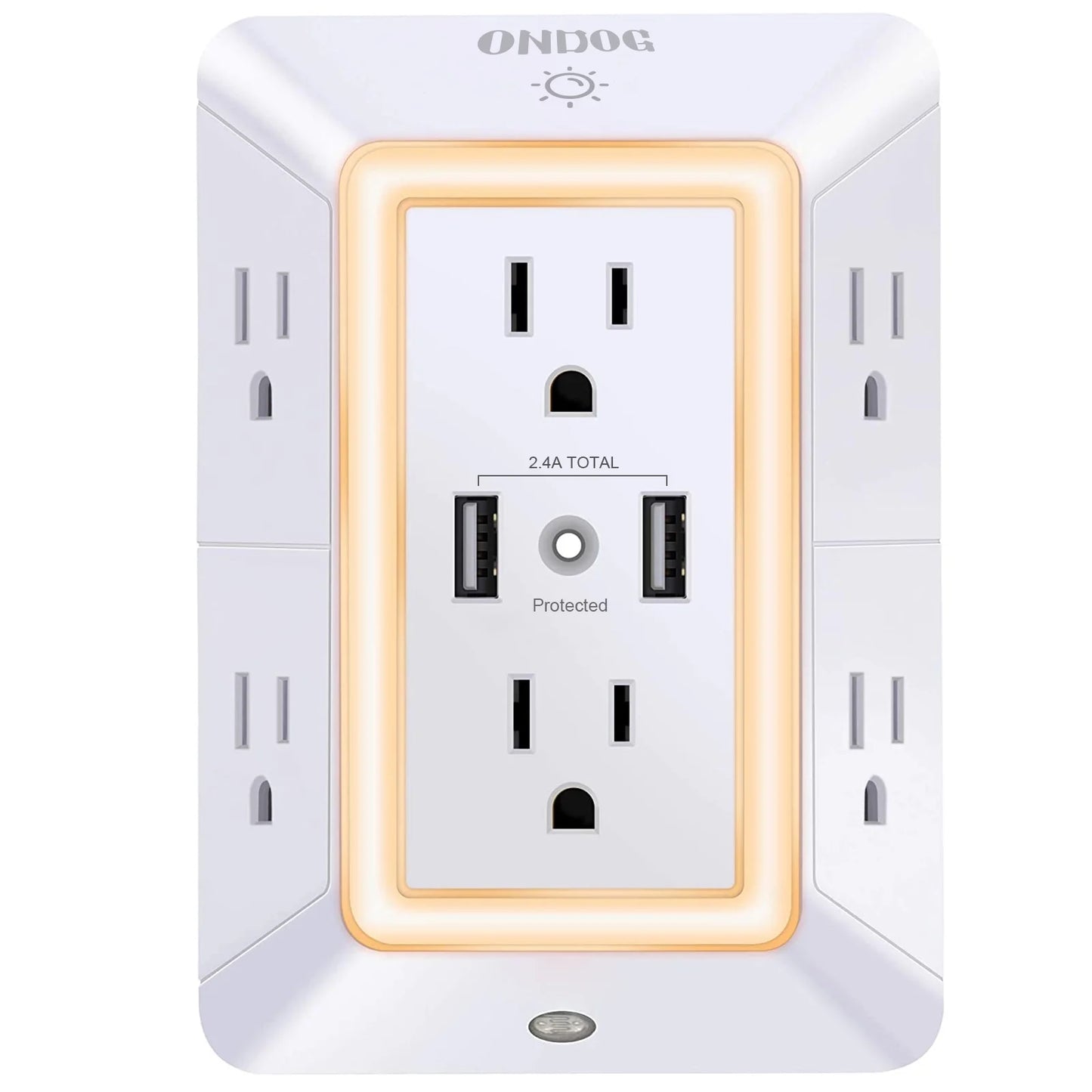 3 Sided Outlet Extender 6 Outlets with 2 USB Ports