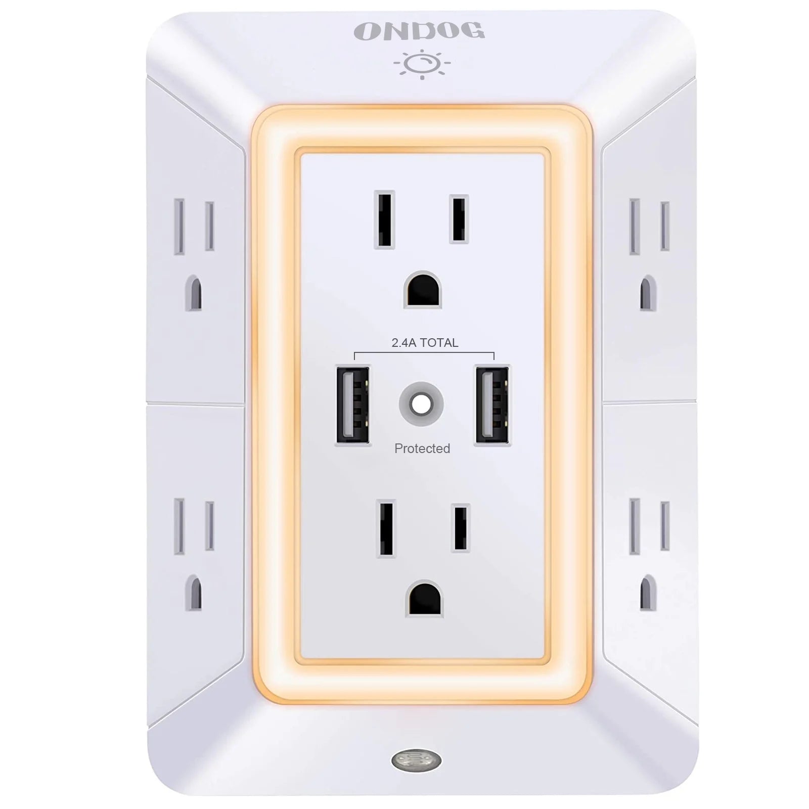 3 Sided Outlet Extender 6 Outlets with 2 USB Ports