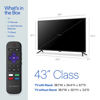 43” Class 4K UHD (2160P) LED Roku Smart Television