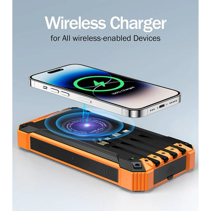 36000Mah Solar Charger Power Bank with 4 Cables