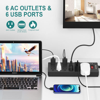 Surge Protector with 6 AC Outlets & 6 USB Charging Ports