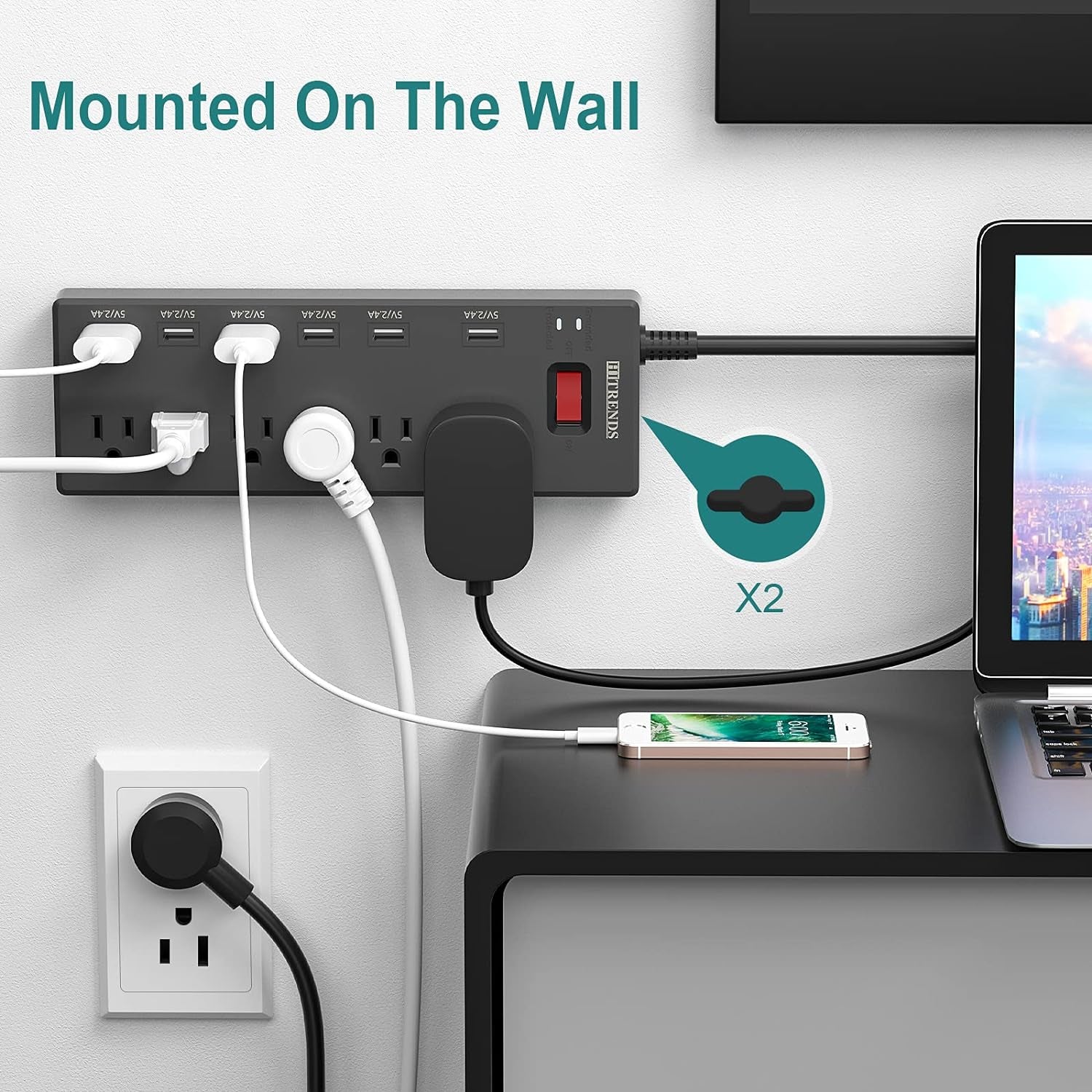 Surge Protector with 6 AC Outlets & 6 USB Charging Ports