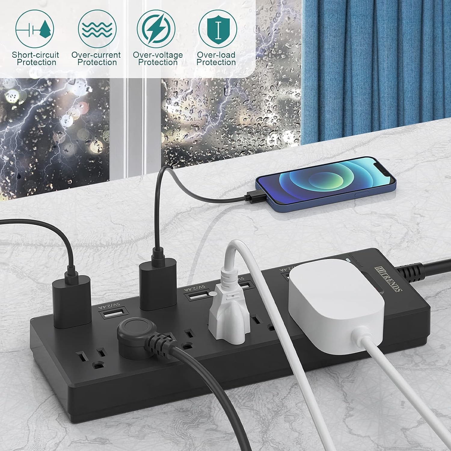 Surge Protector with 6 AC Outlets & 6 USB Charging Ports