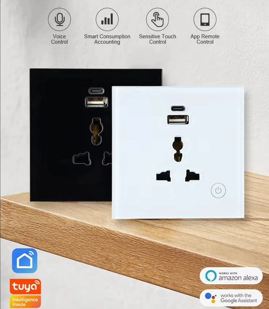 Voice Control Wall Socket with USB Port