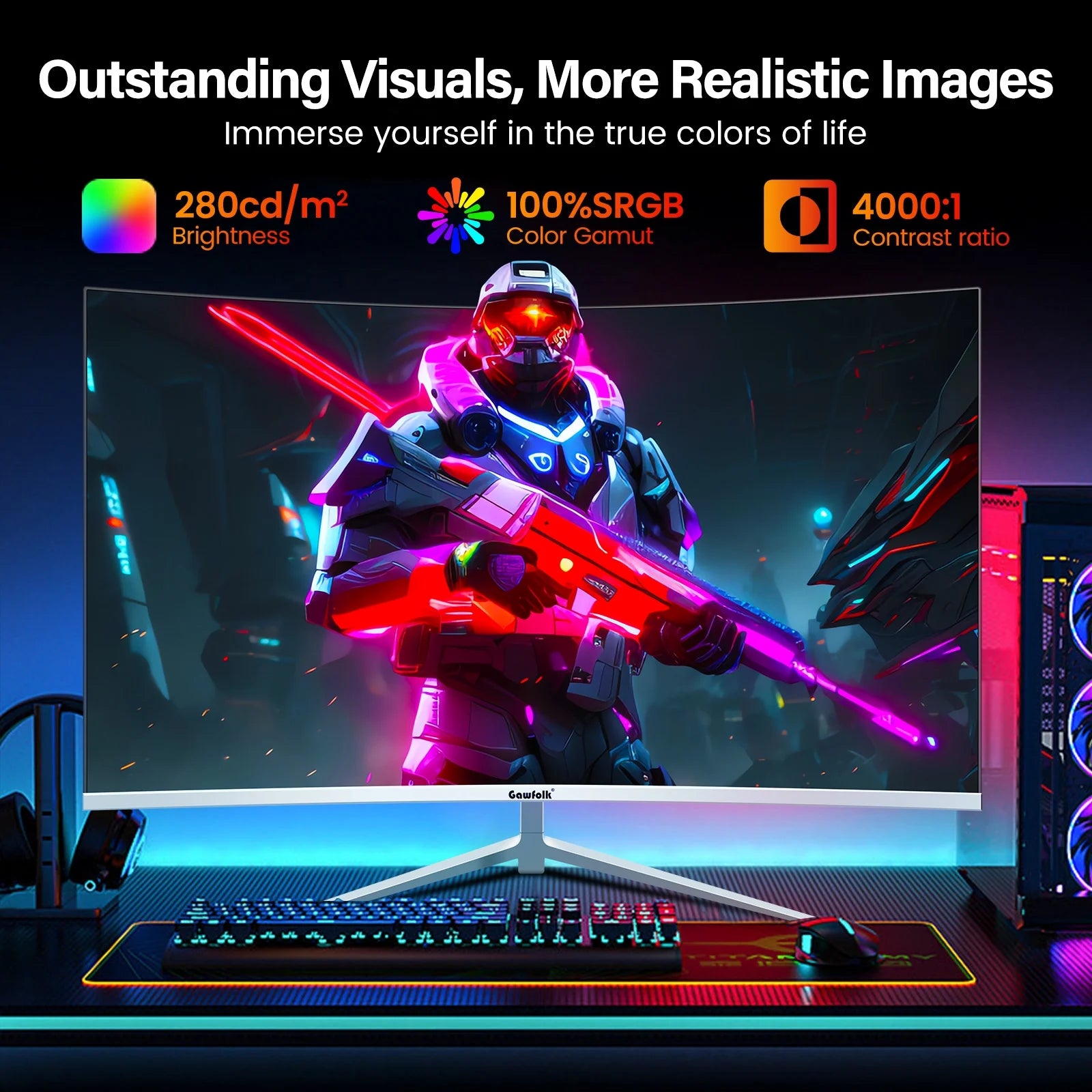 Frameless Built-In Speakers 27 Inch Curved Monitor