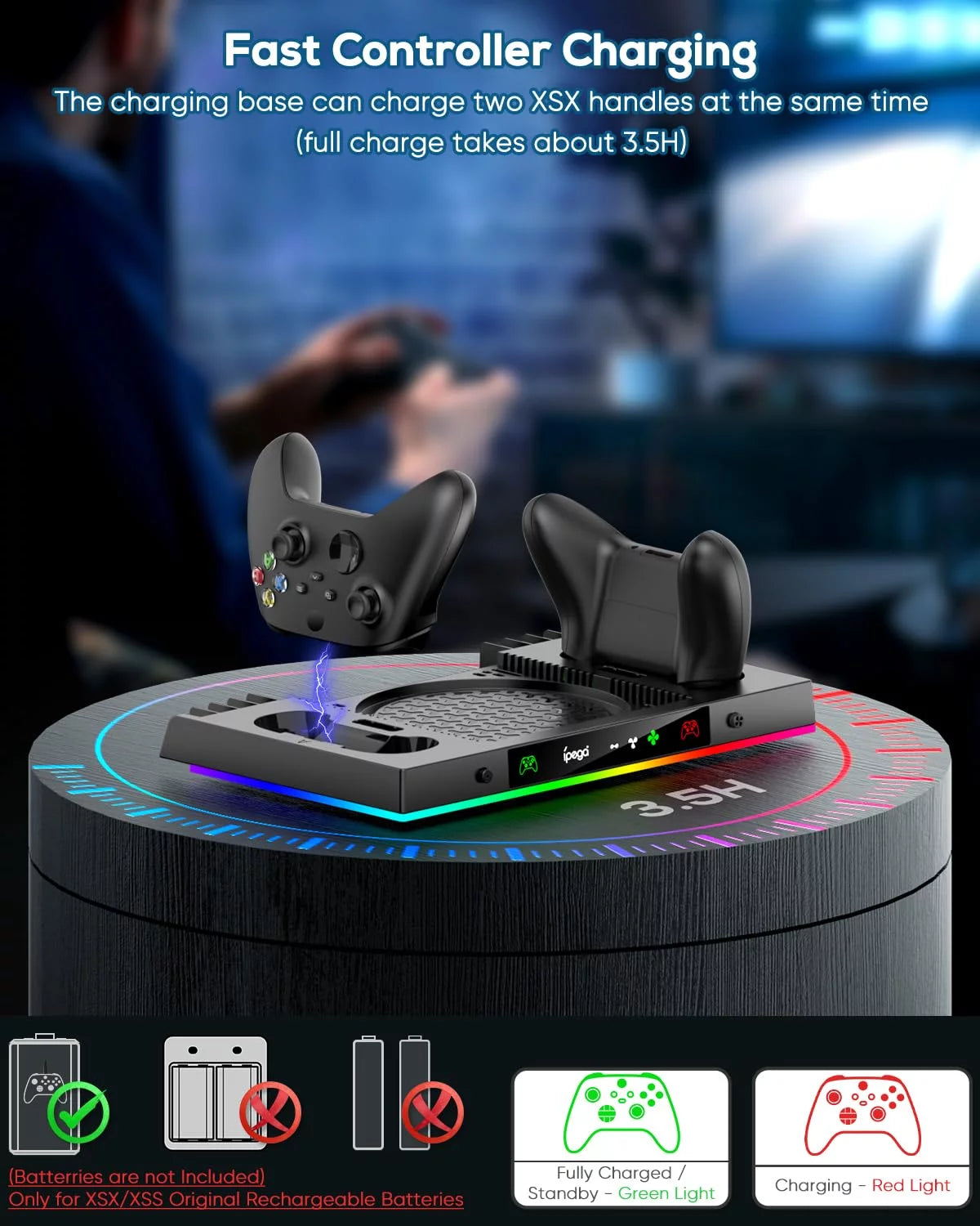 Upgraded RGB Cooling Fan Charging Station