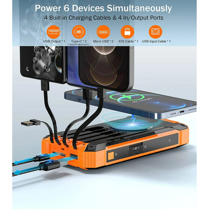 36000Mah Solar Charger Power Bank with 4 Cables