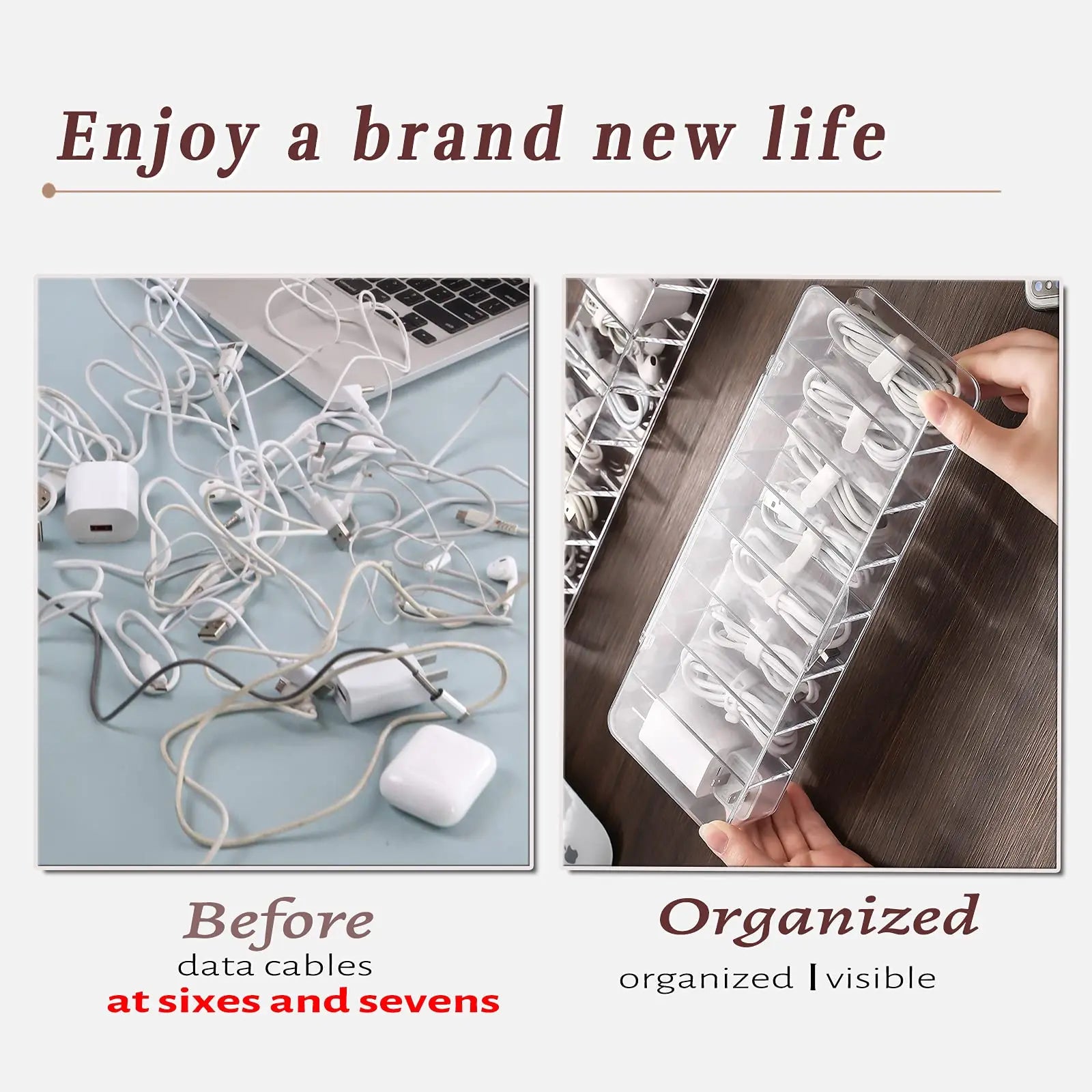 See-Through Charge Cable Organizer Box