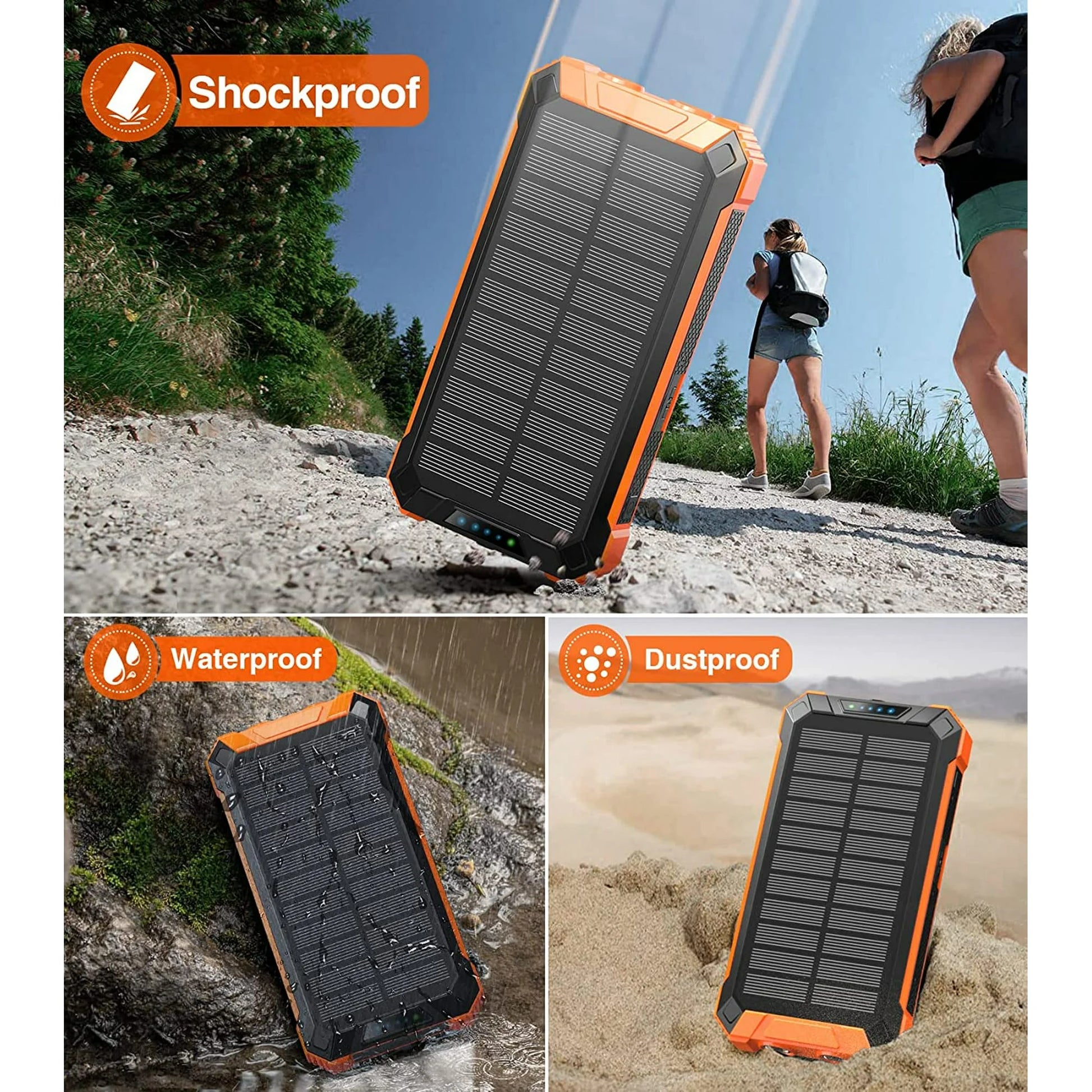 36000Mah Solar Charger Power Bank with 4 Cables