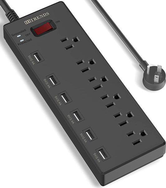 Surge Protector with 6 AC Outlets & 6 USB Charging Ports