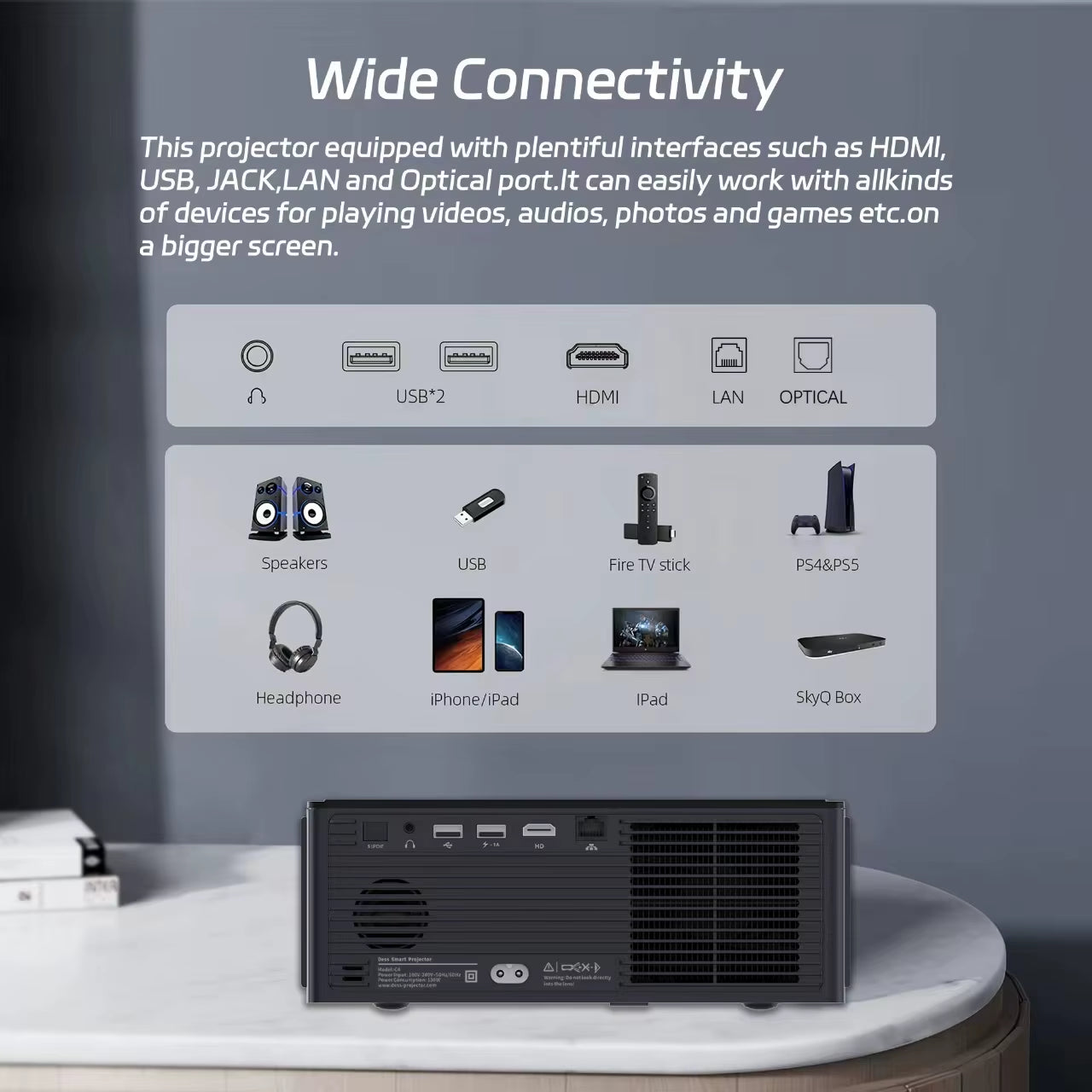 C4 PRO 1080P Projector Full HD 4K 1200ANSI Projectors